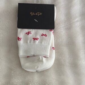 Brandy Melville White Socks with Red Bow Design